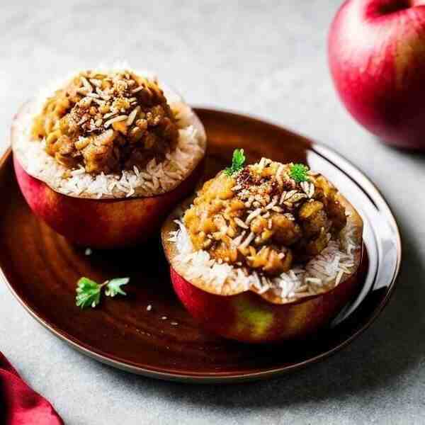 Запеченные яблоки фаршированные рисом